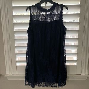 XL Xhilaration Navy Blue Patterned dress